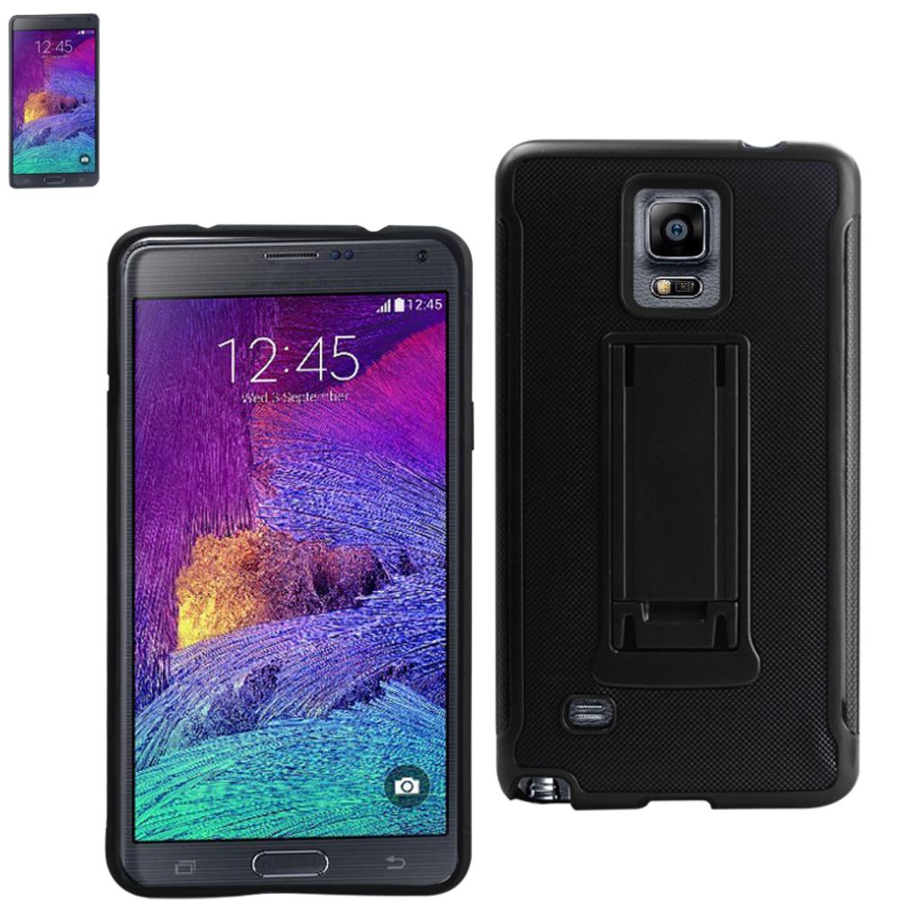 Reiko Samsung Galaxy Note 4 Hybrid Heavy Duty Case With Vertical Kickstand In Black