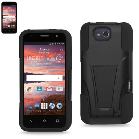 Reiko Zte Overture 2 Hybrid Heavy Duty Case With Kickstand In Black