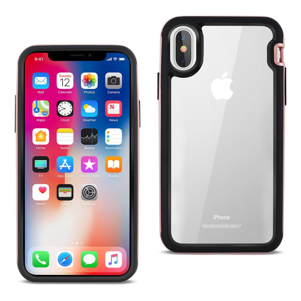 Reiko Iphone X/iphone Xs Hard Transparent Plastic Tpu Case In Clear Rose Gold