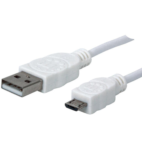 Manhattan Hi-Speed USB 2.0 A Male to Micro-B Male Device Cable - 3 ft - White
