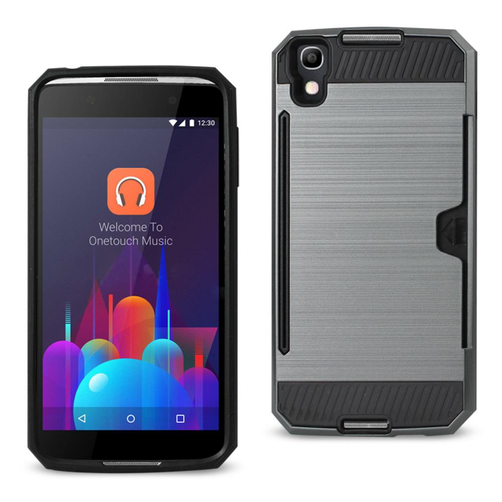 Reiko Alcatel One Touch Idol 4 Slim Armor Hybrid Case With Card Holder In Gray