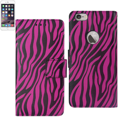 Reiko Iphone 6 Plus 3-in-1 Animal Zebra Print Wallet Case In Hot Pink