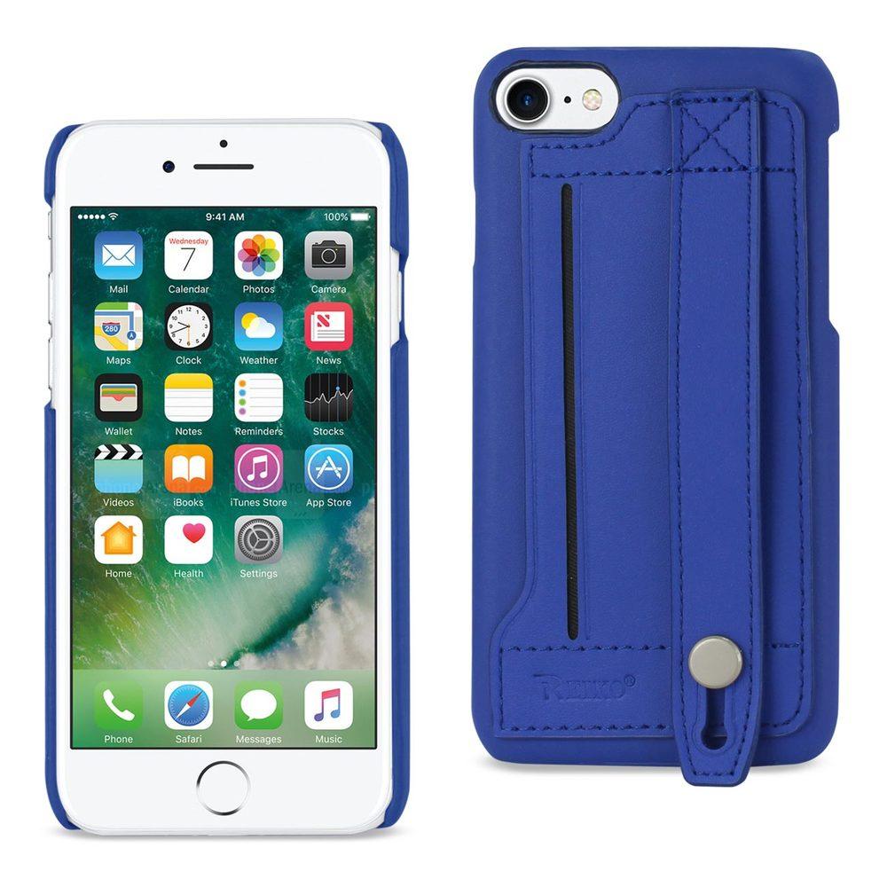 Reiko Iphone 8/ 7 Genuine Leather Hand Strap Case In Ultramarine