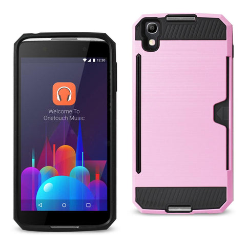 Reiko Alcatel One Touch Idol 4 Slim Armor Hybrid Case With Card Holder In Pink