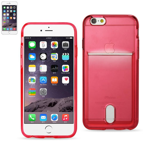 Reiko Iphone 6 Plus Reiko Semi Clear Case With Card Holder In Clear Red