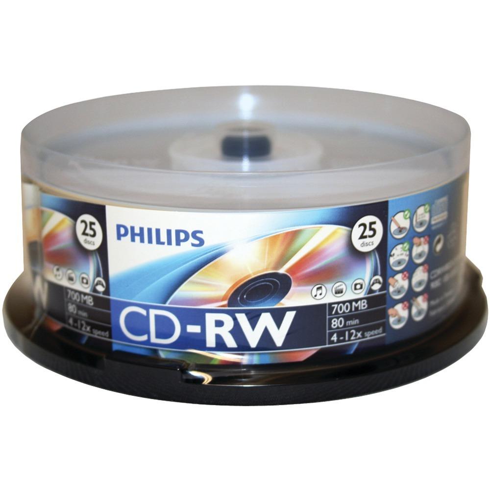 Philips 700mb 80-minute Cd-rws&#44; 25-ct Spindle Hoocdrw8012