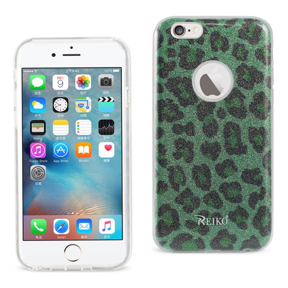 Reiko Iphone 6/ 6s Shine Glitter Shimmer Leopard Hybrid Case In Leopard Green