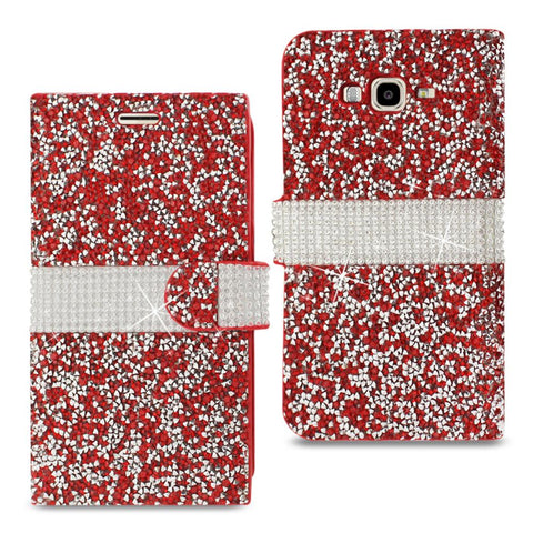 Reiko Samsung Galaxy J7 Diamond Rhinestone Wallet Case In Red