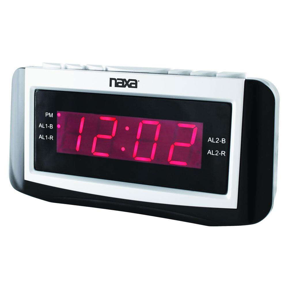 Naxa Pll Digital Alarm Clock With Am/fm Radio, Snooze &amp; Large Led Display
