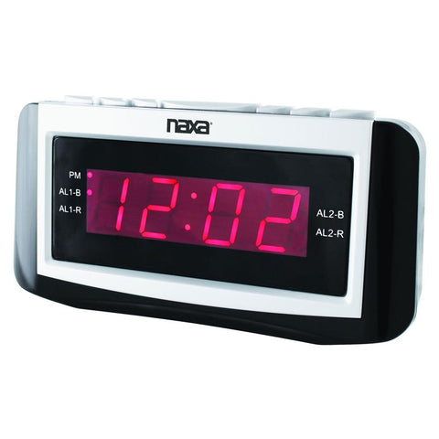Naxa Pll Digital Alarm Clock With Am/fm Radio, Snooze &amp; Large Led Display