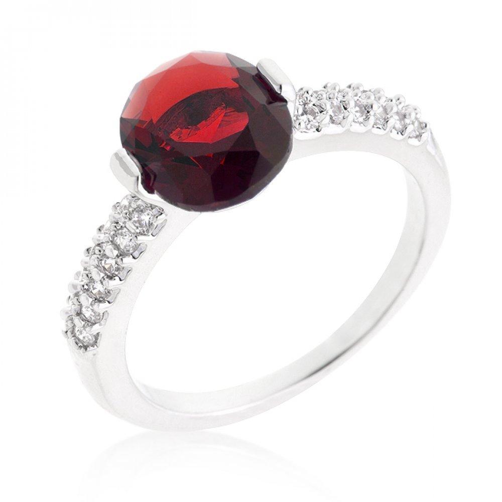 Red Oval Cubic Zirconia Engagement Ring (size: 06) R08350r-c10-06