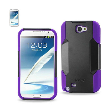 Reiko Samsung Galaxy Note 2 Hybrid Heavy Duty Case In Black Purple