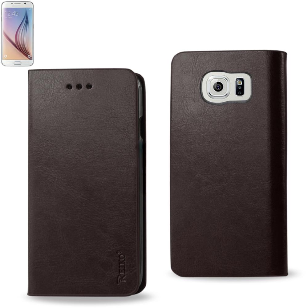 Reiko Samsung Galaxy S6 Flip Folio Case With Card Holder In Brown