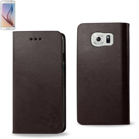 Reiko Samsung Galaxy S6 Flip Folio Case With Card Holder In Brown