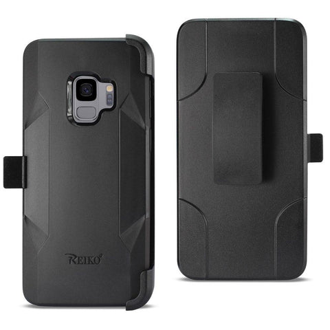 Reiko Samsung Galaxy S9 3-in-1 Hybrid Heavy Duty Holster Combo Case In Black