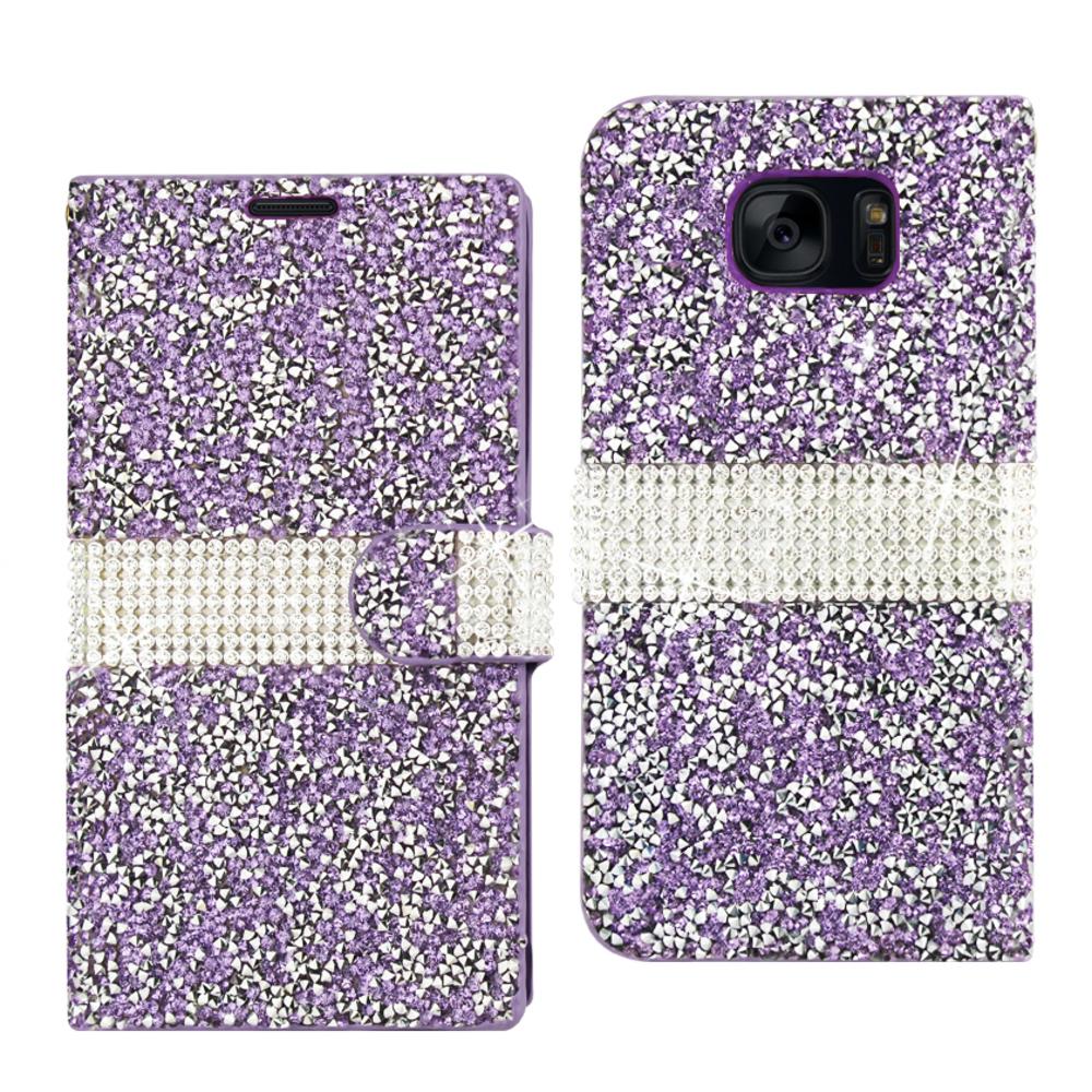 Reiko Samsung Galaxy S7 Edge Diamond Rhinestone Wallet Case In Purple