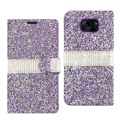 Reiko Samsung Galaxy S7 Edge Diamond Rhinestone Wallet Case In Purple
