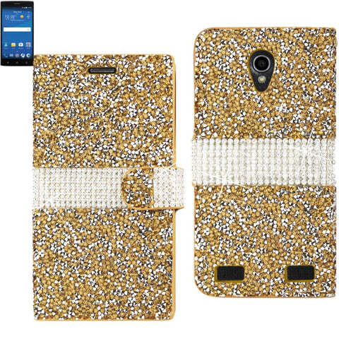 Reiko Zte Zmax 2 Diamond Rhinestone Wallet Case In Gold