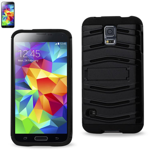 Reiko Samsung Galaxy S5 Hybrid Fishbone Case With Kickstand In Black
