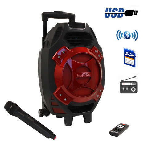 Befree Sound 8 Inch 300 Watt Portable Bluetooth Speaker With Usb, Sd, Microsd, And Fm Radio In Red
