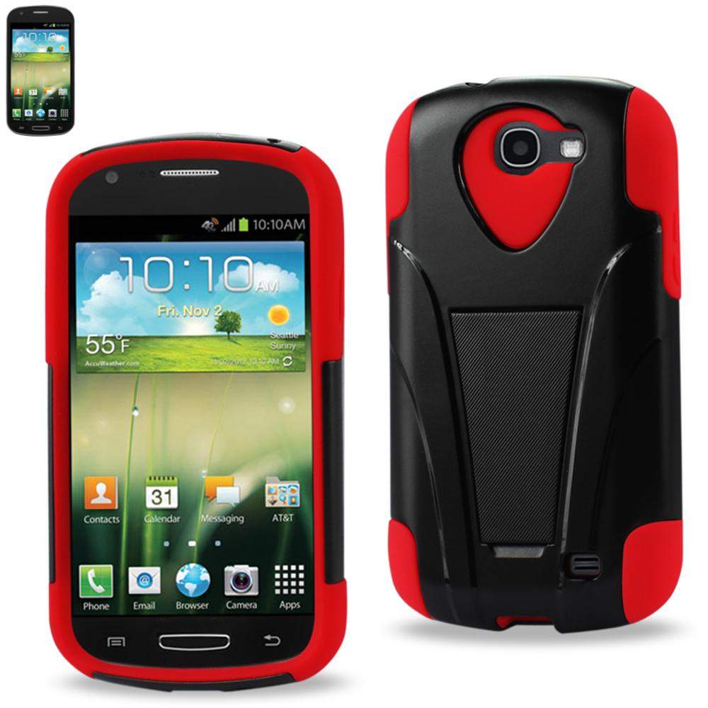 Reiko Samsung Galaxy Express Hybrid Heavy Duty Case With Kickstand In Red Black