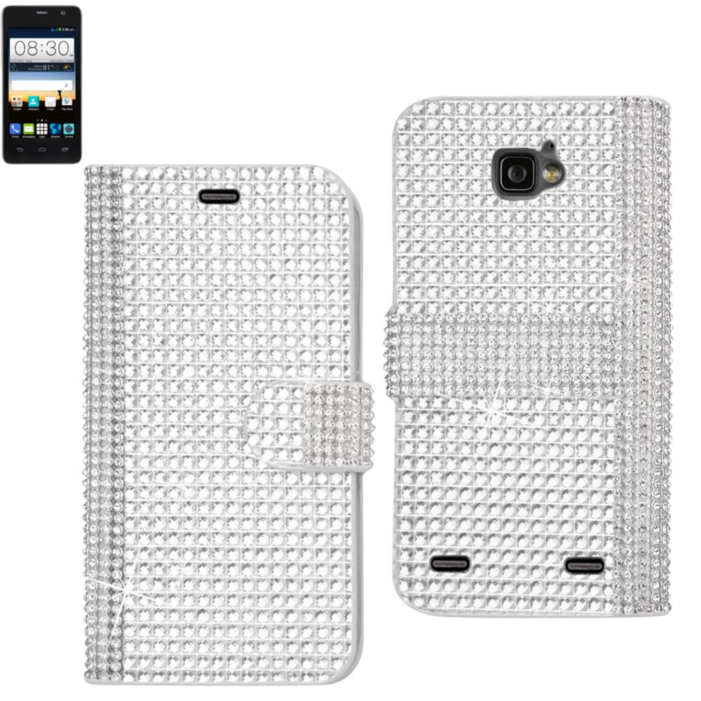 Reiko Zte Sonata 2 Jewelry Diamond Rhinestone Wallet Case In Silver