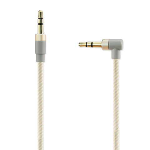 Reiko Nylon Braided Right Angle 3.5mm Male To Male Stereo Audio Cable 3.9fts In Gold
