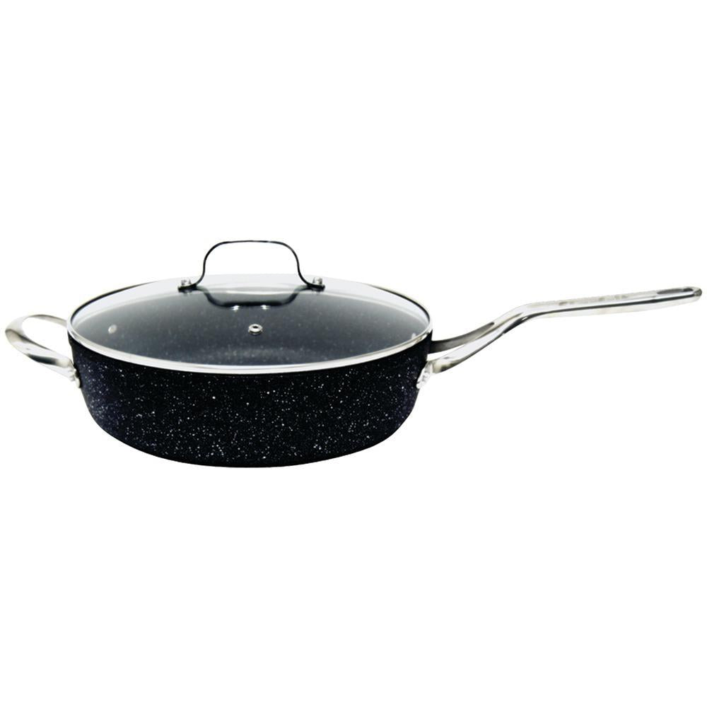 The Rock By Starfrit 060318-003-0000 The Rock By Starfrit 11, 4.7-quart Deep Saute Pan With Glass Lid & Stainless Steel Handles