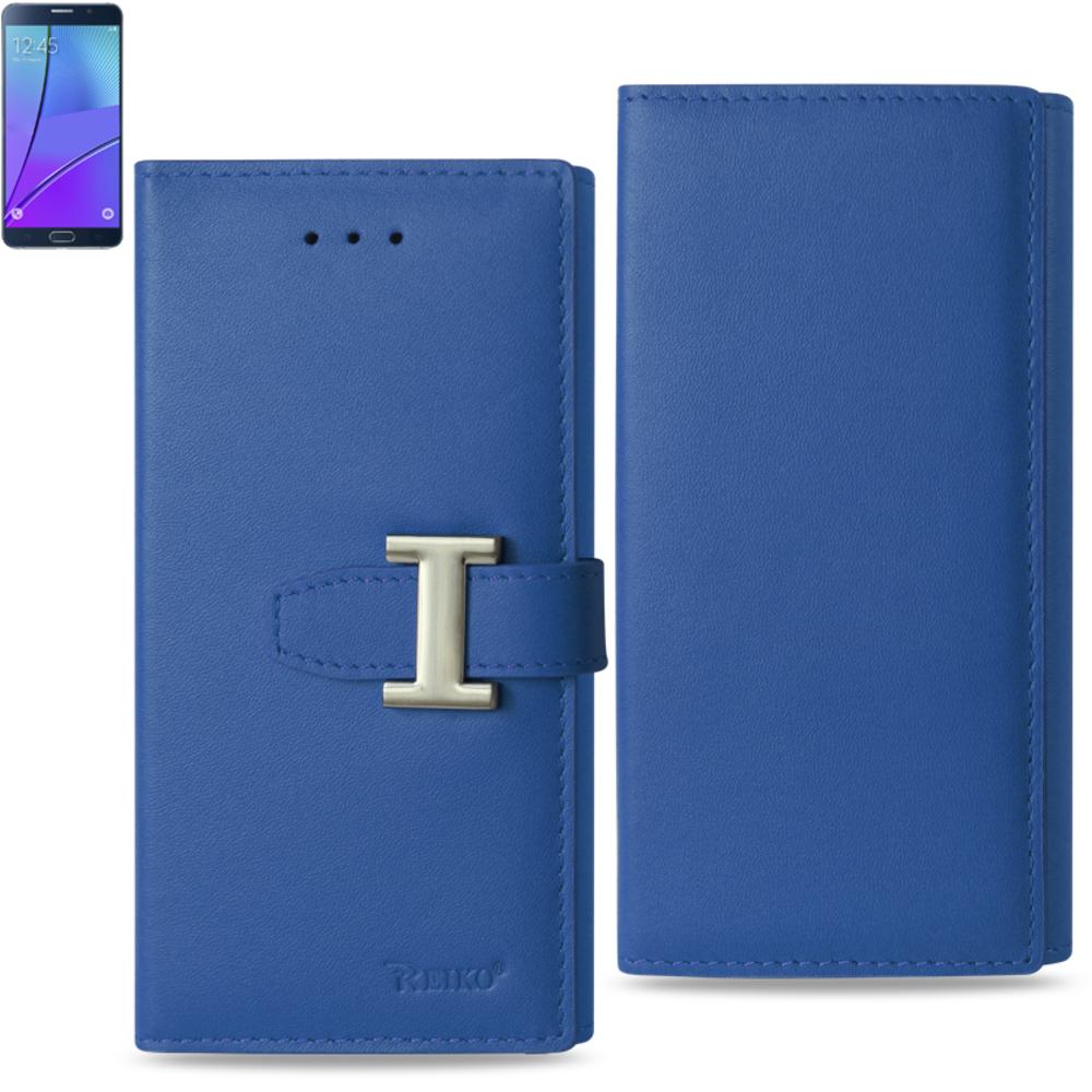 Reiko Samsung Galaxy Note 5 Plus Genuine Leather Rfid Wallet Case In Ultramarine
