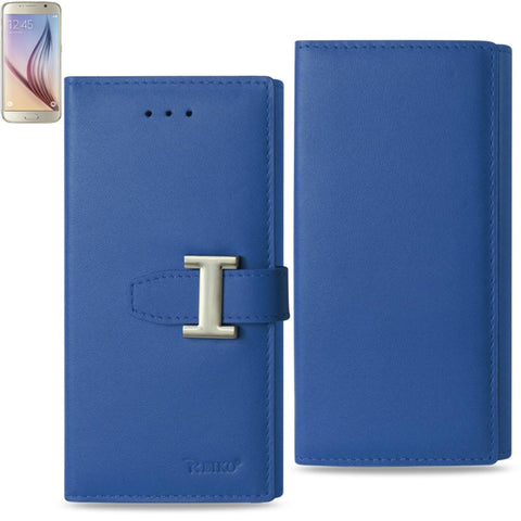 Reiko Samsung Galaxy S6 Plus Genuine Leather Rfid Wallet Case In Ultramarine