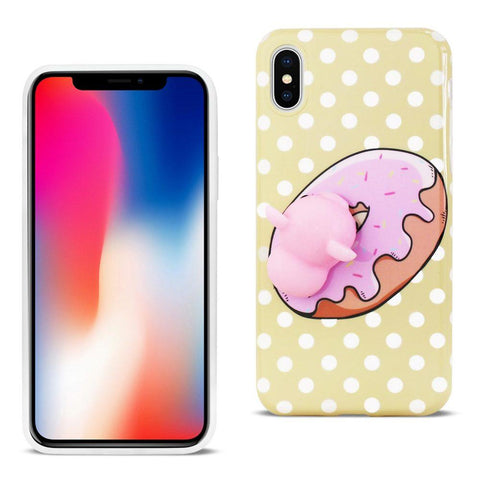 Reiko Iphone X/iphone Xs Tpu Design Case With  3d Soft Silicone Poke Squishy Piggy