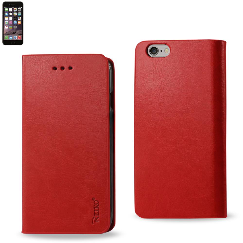 Reiko Iphone 6 Plus Flip Folio Case With Card Holder In Red