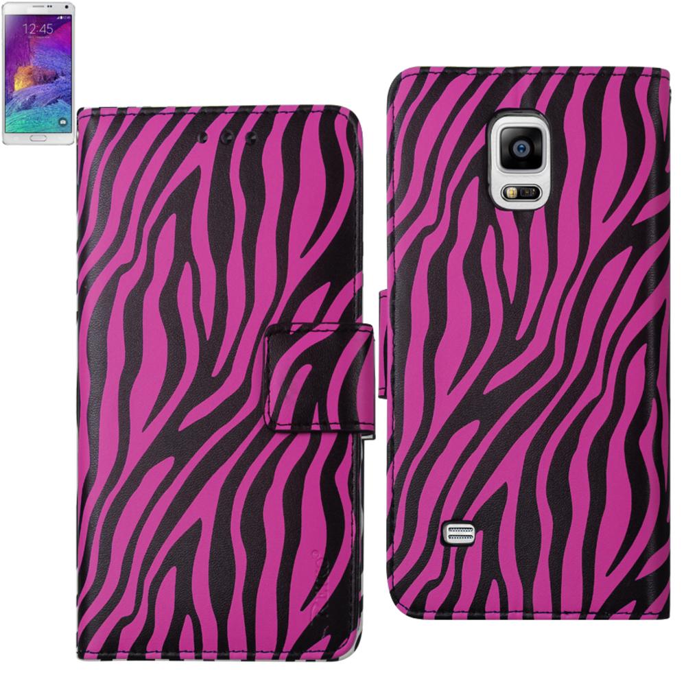 Reiko Samsung Galaxy Note 4 3-in-1 Animal Zebra Print Wallet Case In Hot Pink