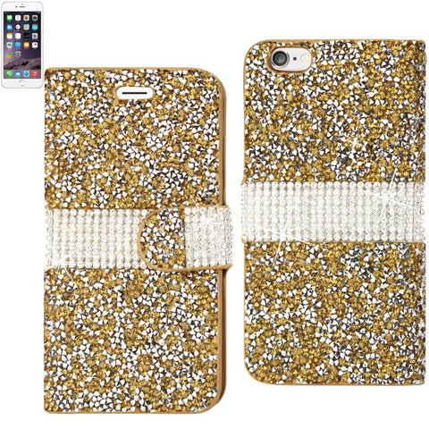 Reiko Iphone 6 Diamond Rhinestone Wallet Case In Gold