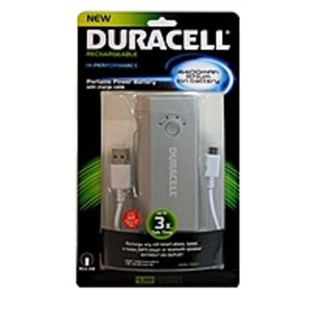 Duracell Pro517 4400 Mah Lithium-ion Rechargeable Portable Battery Pack With Charge Cable - Silver