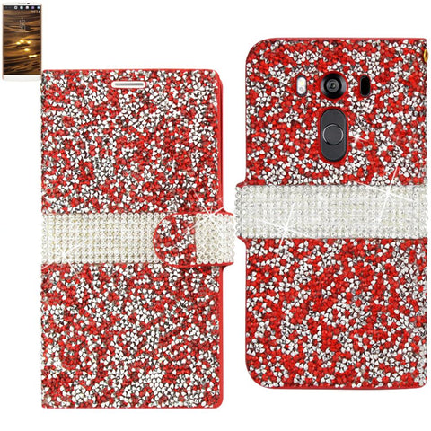 Reiko Lg V10 Diamond Rhinestone Wallet Case In Red