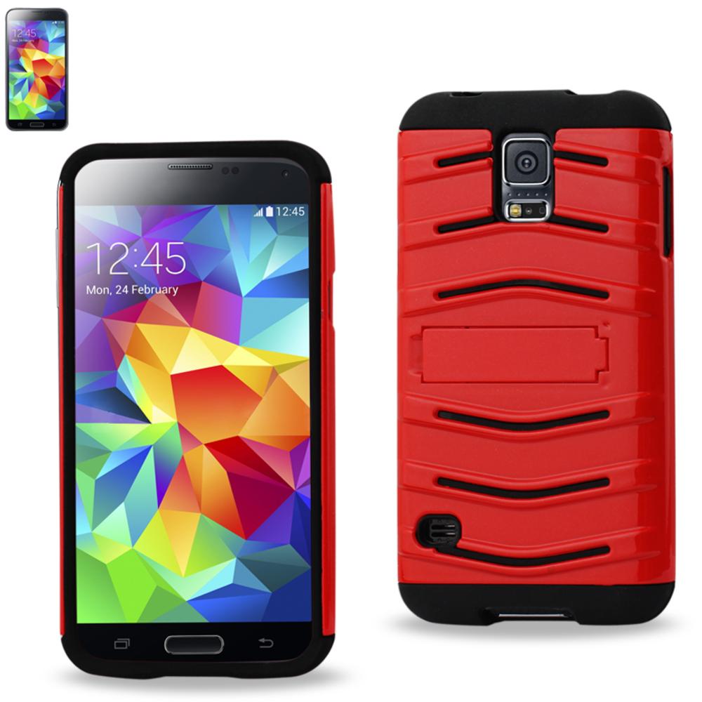 Reiko Samsung Galaxy S5 Hybrid Fishbone Case With Kickstand In Black Red