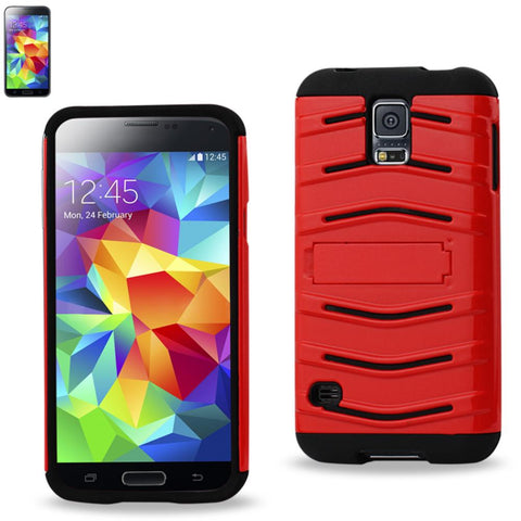 Reiko Samsung Galaxy S5 Hybrid Fishbone Case With Kickstand In Black Red