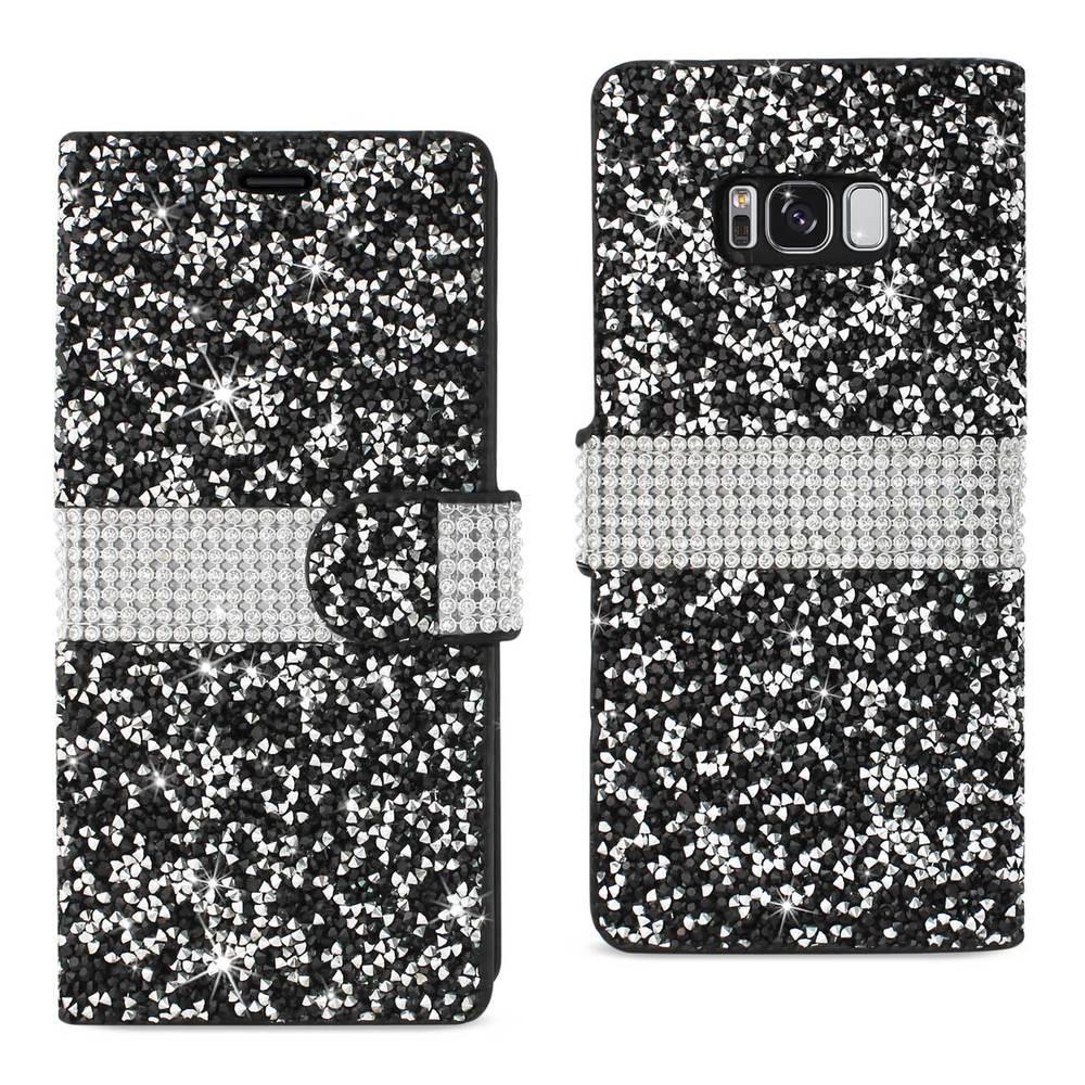 Reiko Samsung Galaxy S8 Edge/ S8 Plus Diamond Rhinestone Wallet Case In Black