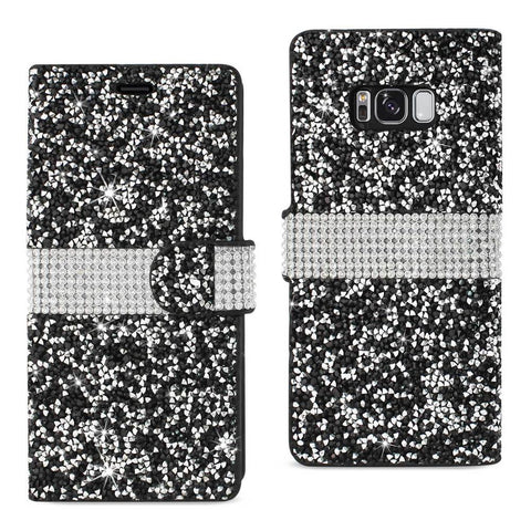 Reiko Samsung Galaxy S8 Edge/ S8 Plus Diamond Rhinestone Wallet Case In Black