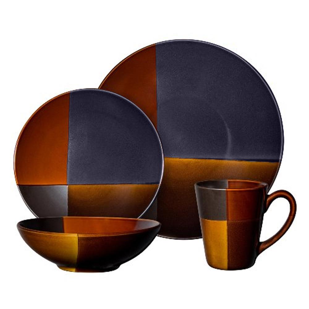 Gibson Elite Convergence 16 Piece Round Stoneware Dinnerware Set With Service For 4