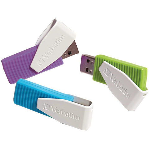Verbatim 98426 Store N Go Swivel Usb Drives (8gb; 3 Pk; Blue/green/violet)