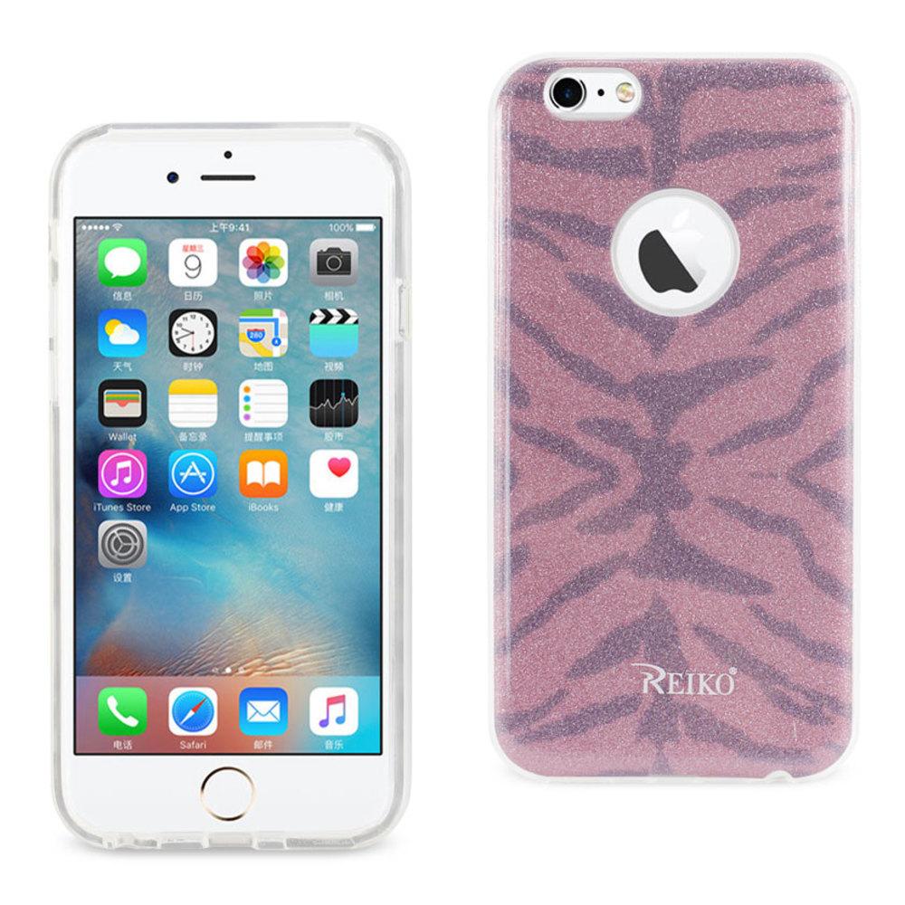 Reiko Iphone 6/ 6s Shine Glitter Shimmer Tiger Stripe Hybrid Case In Hot Pink