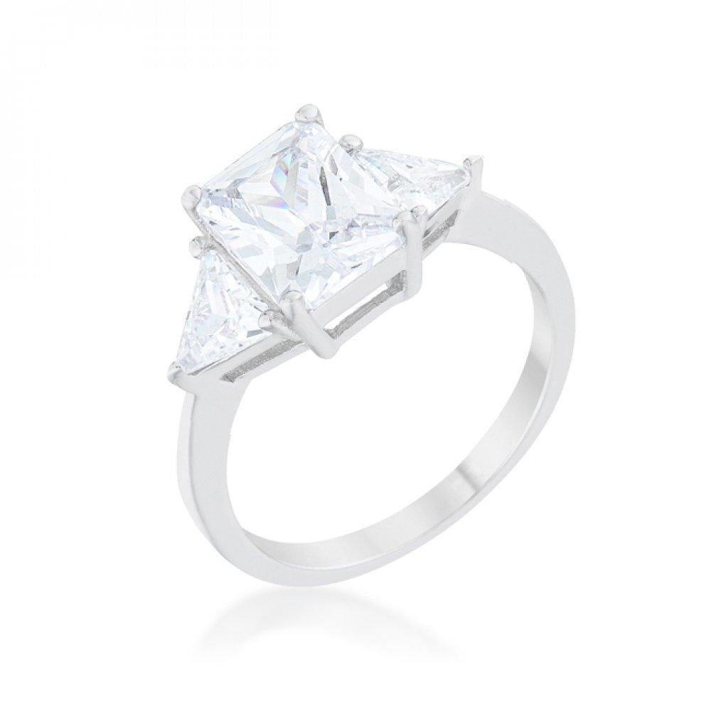 Classic Clear Rhodium Engagement Ring (size: 09) R08451r-c01-09