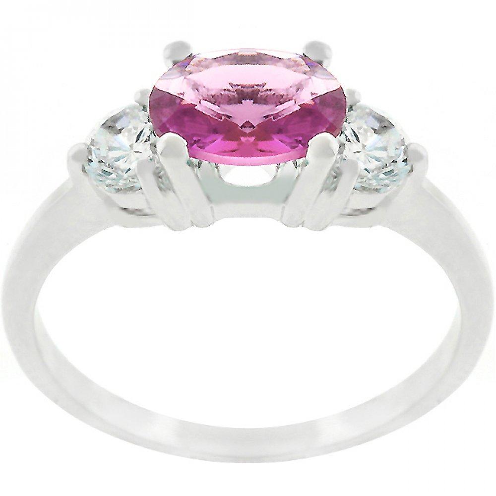 Oval Treble Cubic Zirconia Ring (size: 09) R07597r-c12-09