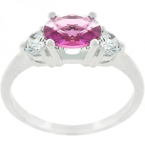Oval Treble Cubic Zirconia Ring (size: 09) R07597r-c12-09