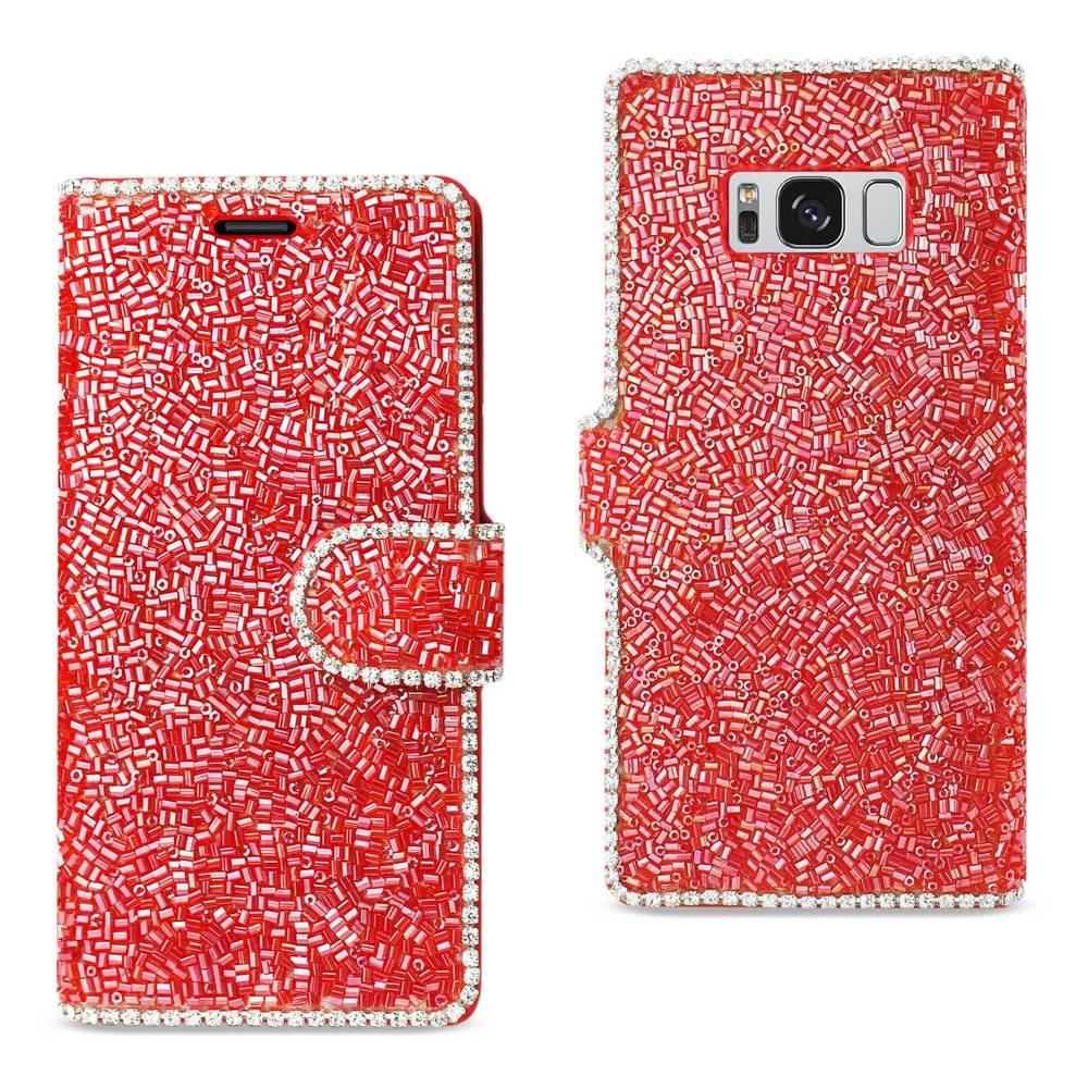 Reiko Samsung Galaxy S8/ Sm Bead Diamond Wallet Case In Red