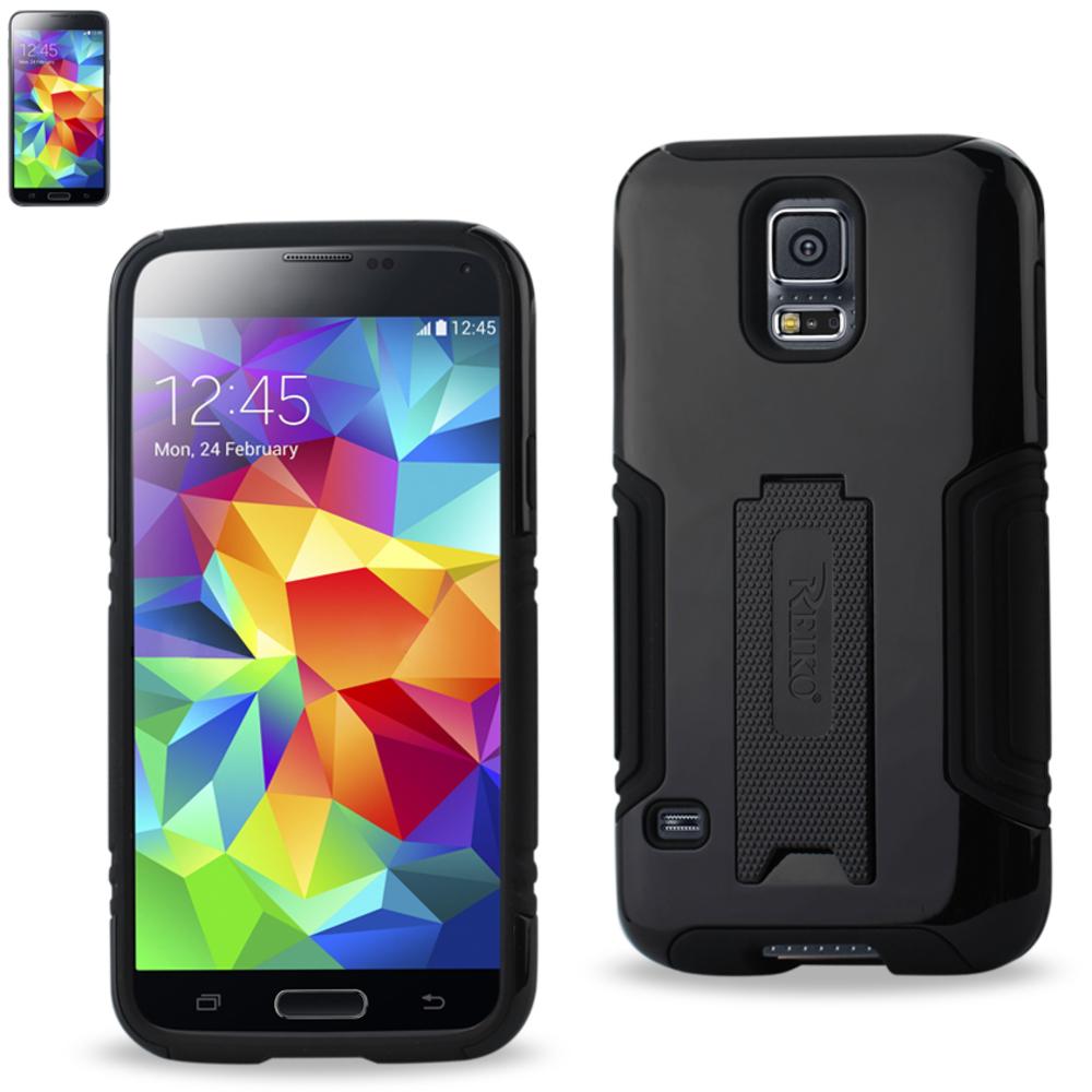 Reiko Samsung Galaxy S5 Hybrid Heavy Duty Case With Lower Kickstand In Black