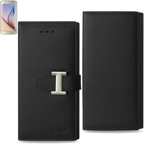 Reiko Samsung Galaxy S6 Plus Genuine Leather Rfid Wallet Case In Black