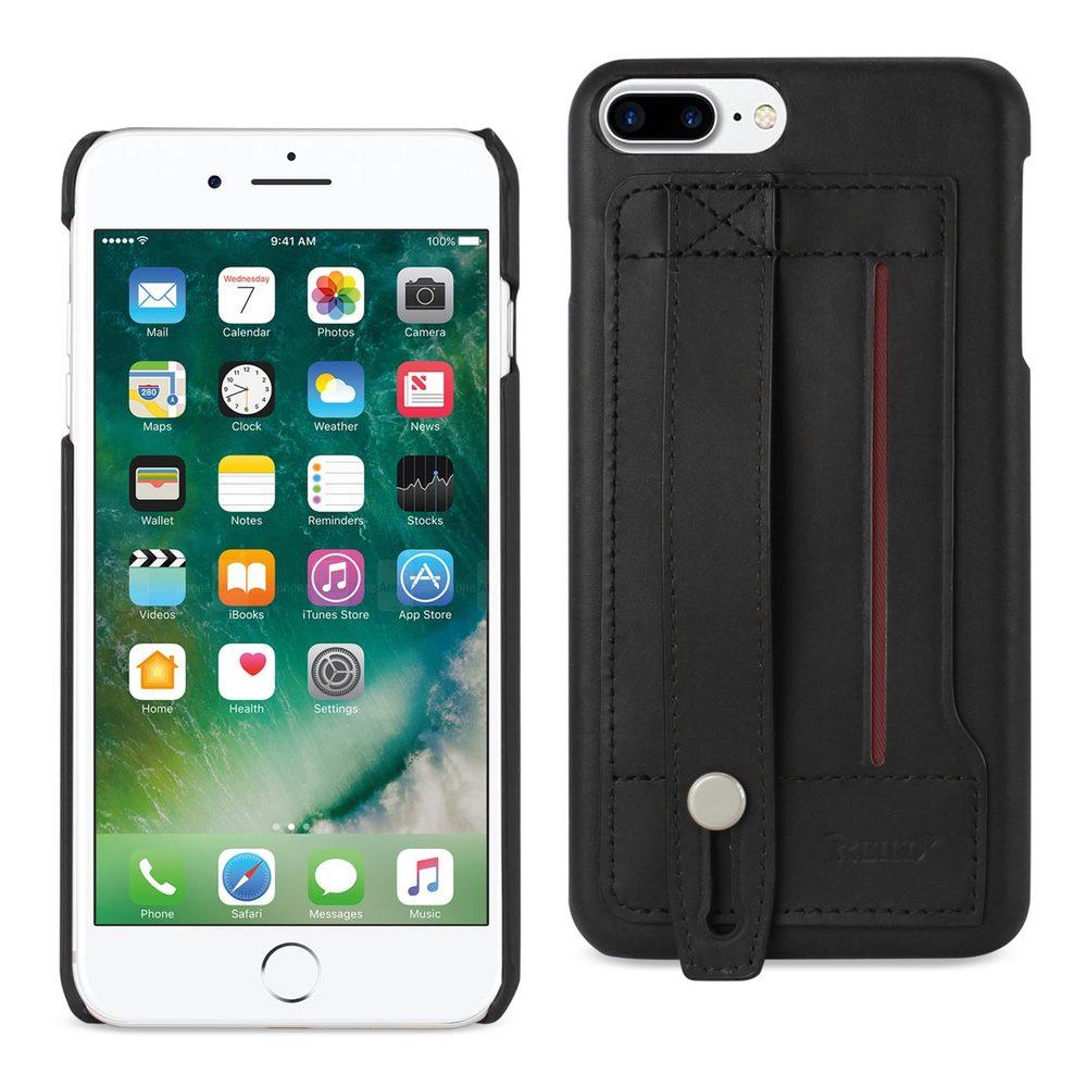 Reiko Iphone 8 Plus/ 7 Plus Genuine Leather Hand Strap Case In Black